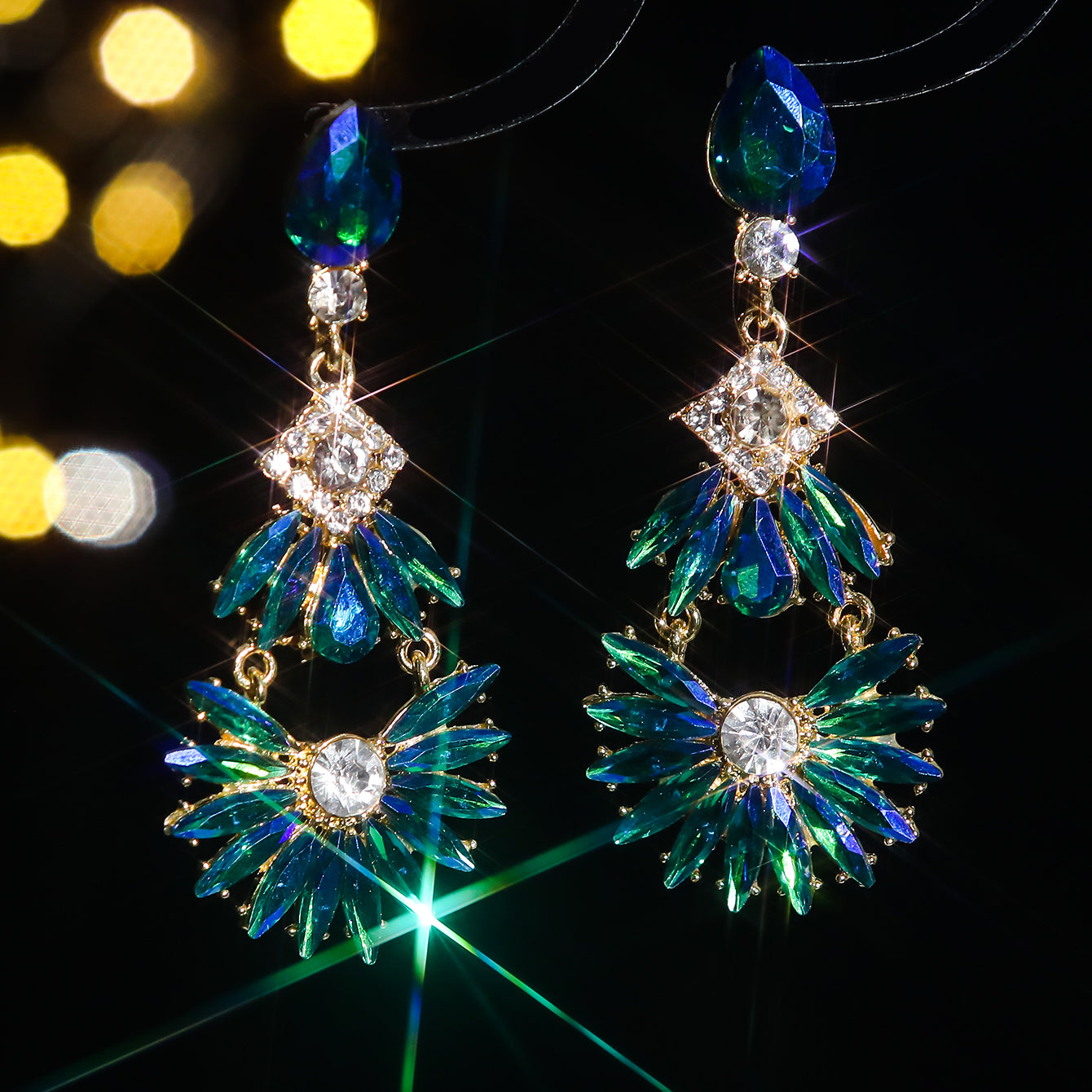 1 Pair Casual Shiny Geometric Inlay Alloy Rhinestones Zircon Drop Earrings