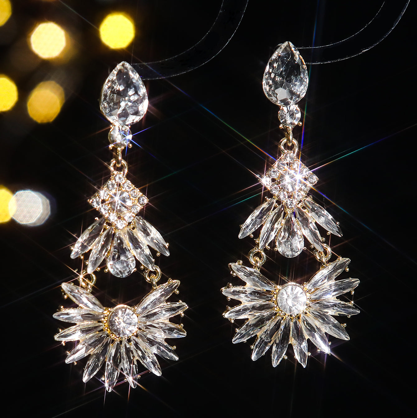 1 Pair Casual Shiny Geometric Inlay Alloy Rhinestones Zircon Drop Earrings