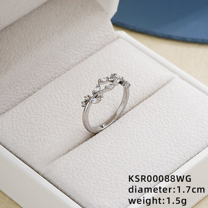 Ig Style Elegant Simple Style Star Butterfly Bow Knot Copper Plating Inlay Zircon White Gold Plated Open Rings