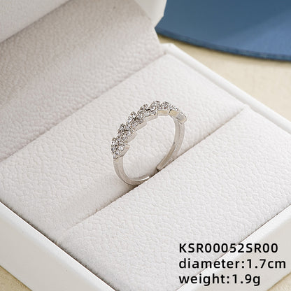 Ig Style Elegant Simple Style Geometric Star Copper Plating Inlay Zircon White Gold Plated Open Rings