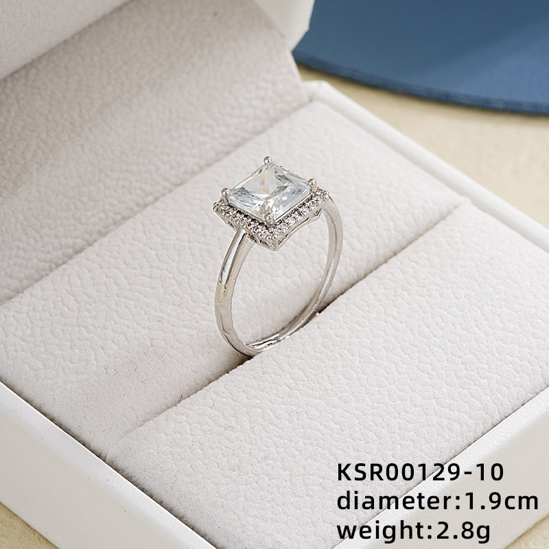 Ig Style Elegant Simple Style Geometric Heart Shape Copper Plating Inlay Zircon White Gold Plated Open Rings