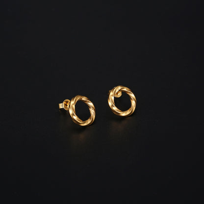 1 Pair Ig Style Elegant Simple Style Round Solid Color Plating Hollow Out Stainless Steel 18k Gold Plated Ear Studs