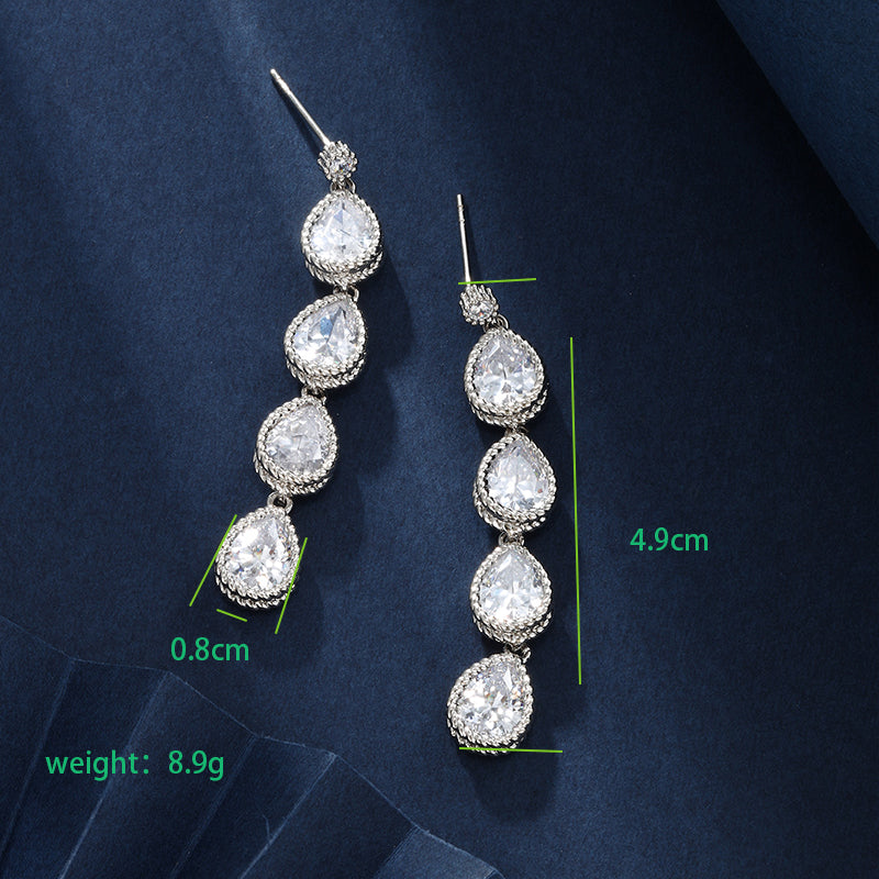 1 Pair Glam Xuping Shiny Geometric Plating Inlay Copper Alloy Artificial Gemstones White Gold Plated Ear Studs