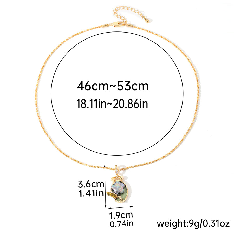 Ig Style Elegant Round Colorful Flower Copper Handmade Plating Inlay Freshwater Pearl Zircon 18k Gold Plated Pendant Necklace