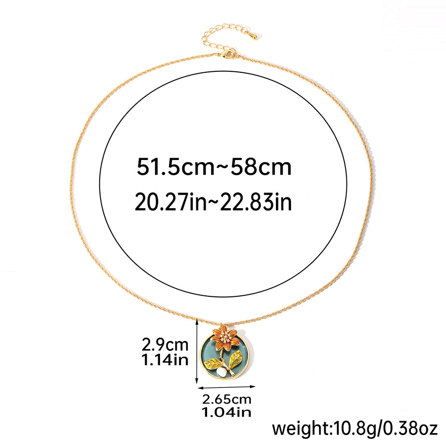 Ig Style Elegant Round Colorful Flower Copper Handmade Plating Inlay Freshwater Pearl Zircon 18k Gold Plated Pendant Necklace