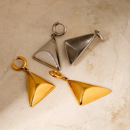 1 Pair Ig Style Simple Style Triangle Solid Color Plating Stainless Steel 18k Gold Plated Drop Earrings