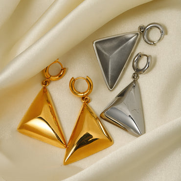 1 Pair Ig Style Simple Style Triangle Solid Color Plating Stainless Steel 18k Gold Plated Drop Earrings