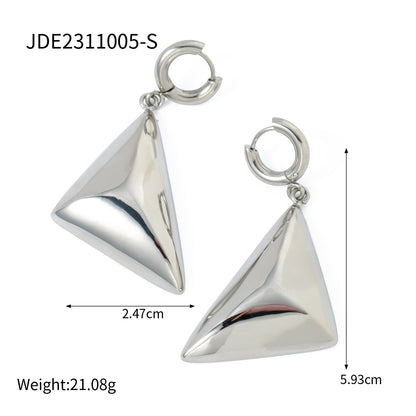 1 Pair Ig Style Simple Style Triangle Solid Color Plating Stainless Steel 18k Gold Plated Drop Earrings