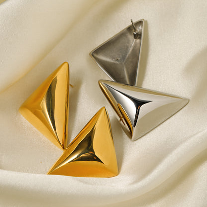 1 Pair Simple Style Classic Style Triangle Plating Stainless Steel 18K Gold Plated Ear Studs