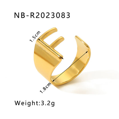 Modern Style Simple Style Letter Stainless Steel Asymmetrical Plating 18k Gold Plated Open Rings