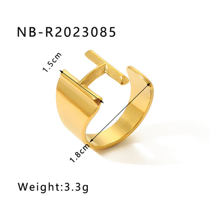 Modern Style Simple Style Letter Stainless Steel Asymmetrical Plating 18k Gold Plated Open Rings