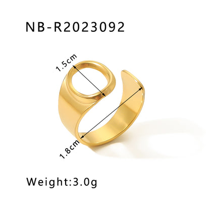 Modern Style Simple Style Letter Stainless Steel Asymmetrical Plating 18k Gold Plated Open Rings