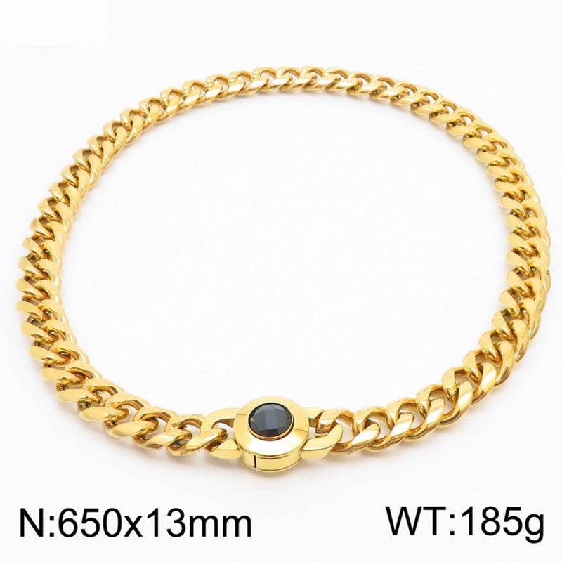 Hip-hop Simple Style Geometric Stainless Steel Polishing Inlay Glass Bracelets Necklace