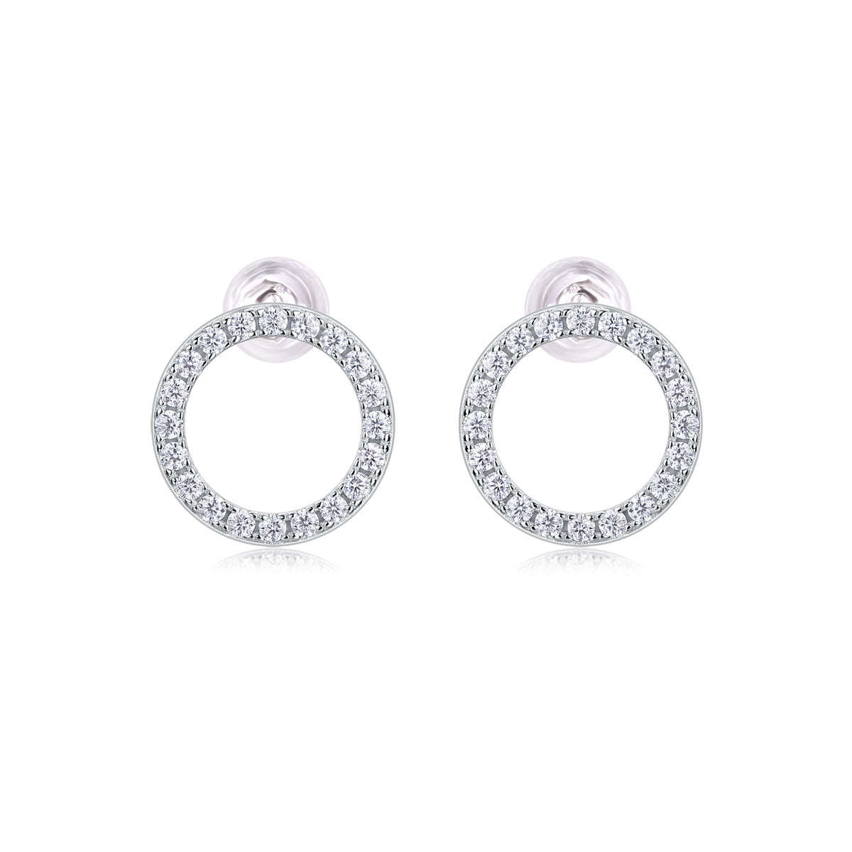 Simple Style Shiny Circle Sterling Silver Gra Plating Inlay Moissanite 18k Gold Plated Ear Studs