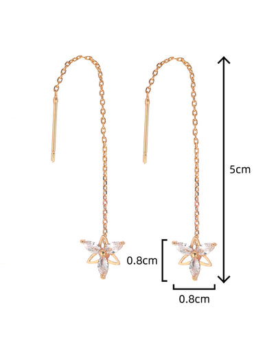 1 Pair Ig Style Simple Style Flower Plating Inlay Copper Zircon Gold Plated Ear Line