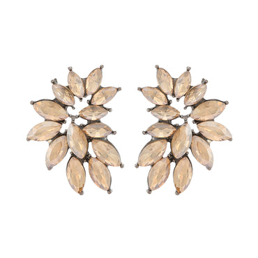 1 Pair Elegant Retro Luxurious Wings Plating Hollow Out Inlay Zinc Alloy Glass Ear Studs