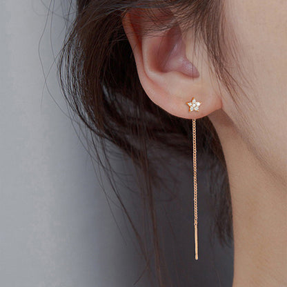 1 Pair Ig Style Simple Style Flower Plating Inlay Copper Zircon Gold Plated Ear Line