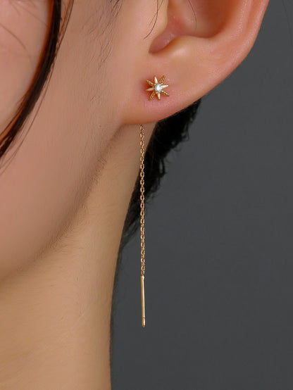 1 Pair Ig Style Simple Style Flower Plating Inlay Copper Zircon Gold Plated Ear Line