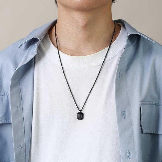 Simple Style Geometric Stainless Steel Plating Inlay Agate 18k Gold Plated Men's Pendant Necklace