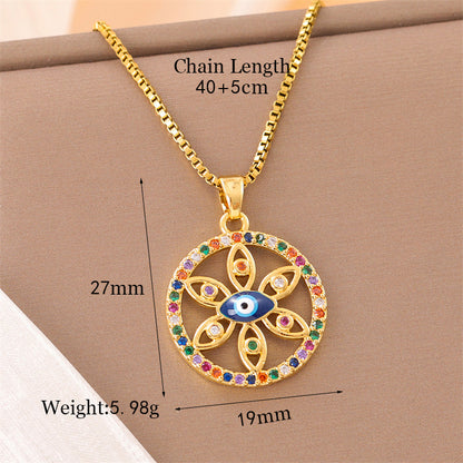 Retro Lady Roman Style Snake Bee Butterfly Stainless Steel Titanium Steel Enamel Plating Inlay Zircon 18k Gold Plated Pendant Necklace