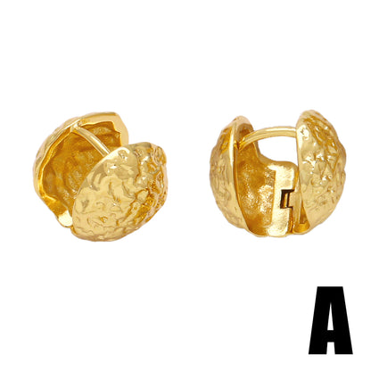 1 Pair Simple Style Round Plating Hollow Out Copper 18k Gold Plated Earrings