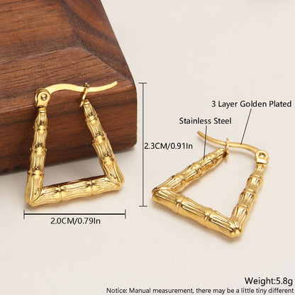 1 Pair Retro Simple Style Solid Color Plating Stainless Steel 18k Gold Plated Earrings