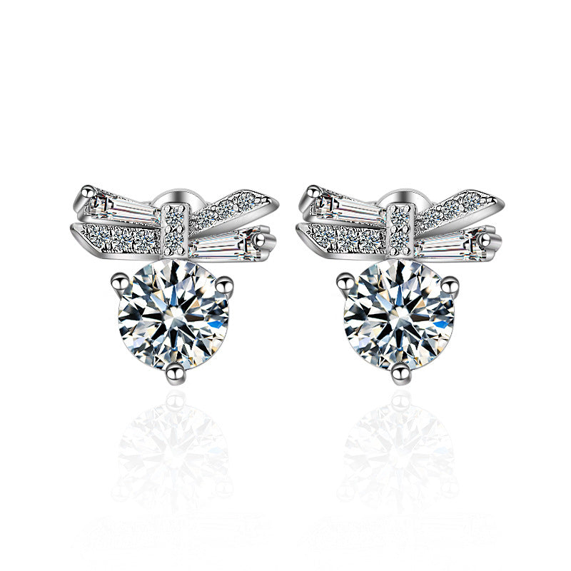 1 Pair Elegant Heart Shape Plating Inlay Copper Zircon White Gold Plated Ear Studs