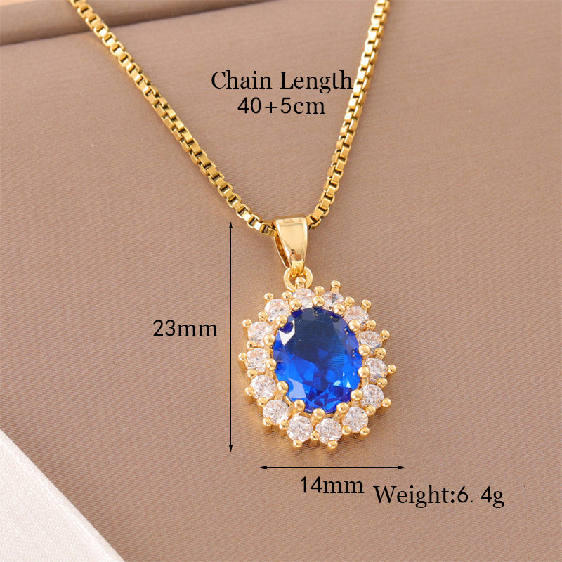 Elegant Simple Style Streetwear Heart Shape Flower Butterfly Stainless Steel Titanium Steel Plating Inlay Zircon 18k Gold Plated Pendant Necklace