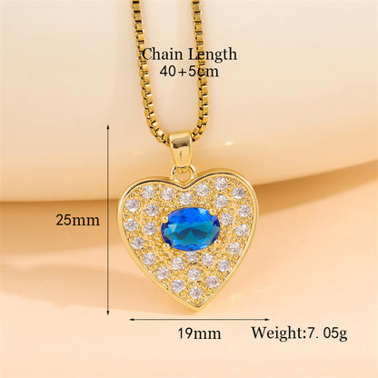 Elegant Simple Style Streetwear Heart Shape Flower Butterfly Stainless Steel Titanium Steel Plating Inlay Zircon 18k Gold Plated Pendant Necklace