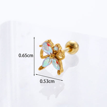 Geometric Plating Metal Artificial Gemstones Earrings Ear Studs