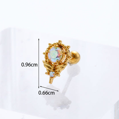 Geometric Plating Metal Artificial Gemstones Earrings Ear Studs