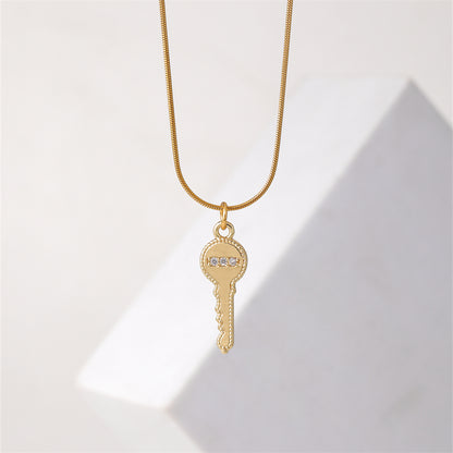 Ig Style Elegant Simple Style Key Copper Plating Inlay Zircon Gold Plated Necklace