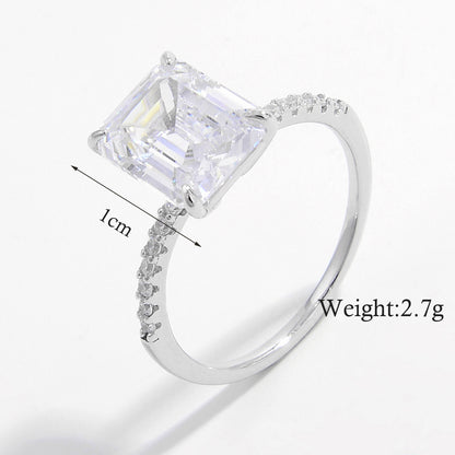 Simple Style Shiny Rectangle Sterling Silver Plating Inlay Zircon 14k Gold Plated Rose Gold Plated White Gold Plated Rings