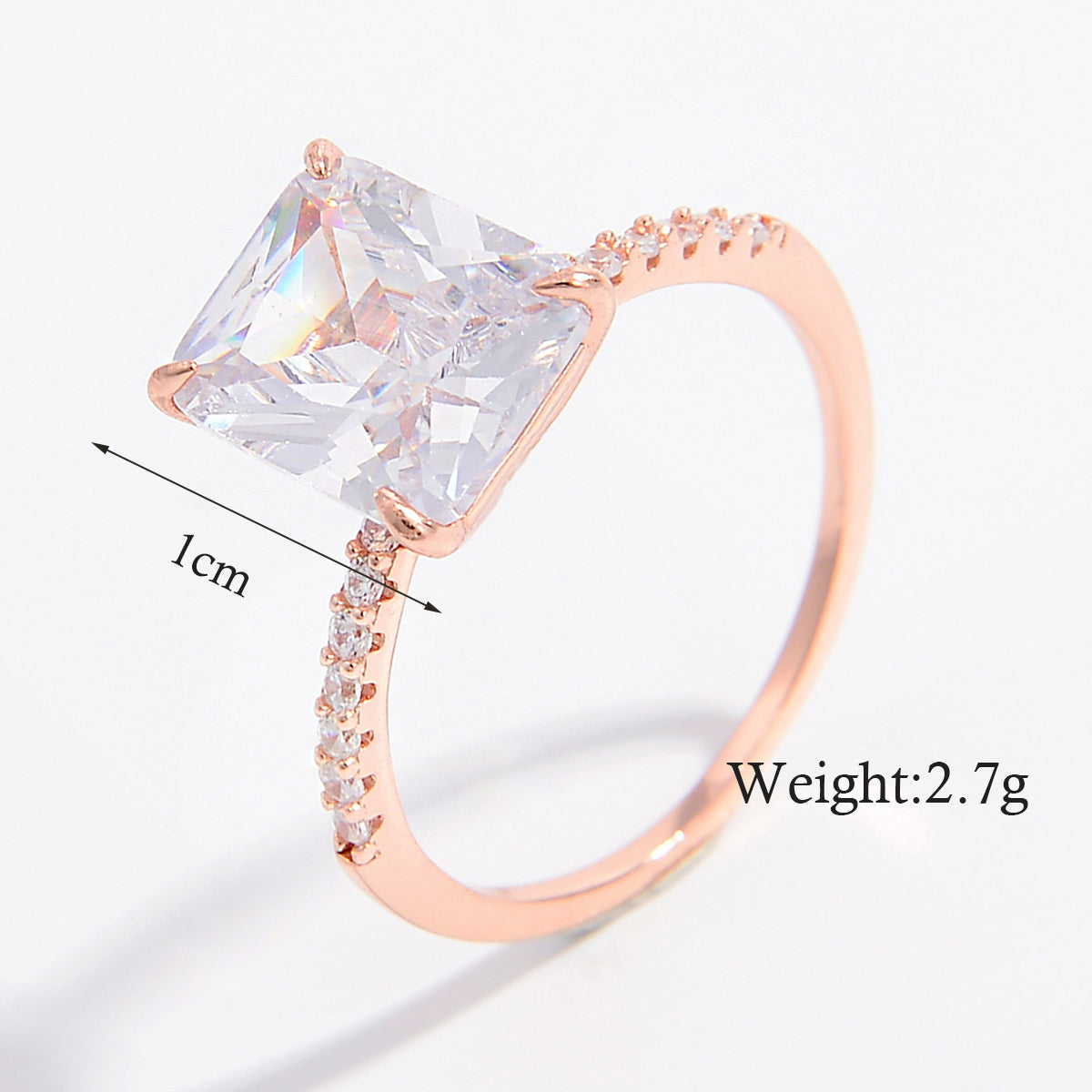 Simple Style Shiny Rectangle Sterling Silver Plating Inlay Zircon 14k Gold Plated Rose Gold Plated White Gold Plated Rings