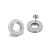 1 Pair Simple Style Round Hollow Out Inlay Stainless Steel Rhinestones Ear Studs