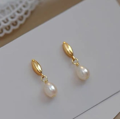 1 Pair Simple Style Commute Color Block Inlay Sterling Silver Pearl Drop Earrings