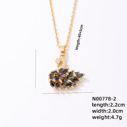 Ig Style Elegant Simple Style Swan Copper Plating Inlay Zircon Gold Plated Necklace