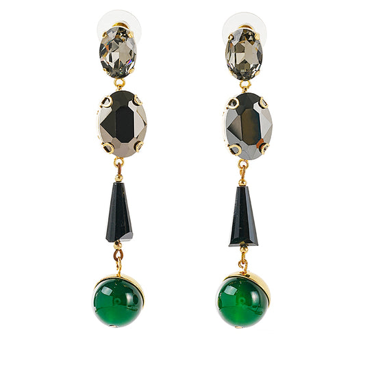 1 Pair Retro Water Droplets Plating Inlay Copper Glass Bead Glass Stone 18k Gold Plated Drop Earrings