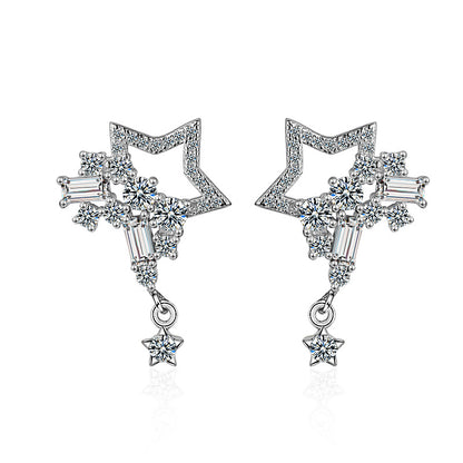 1 Pair Elegant Commute Star Plating Inlay Copper Zircon White Gold Plated Ear Studs