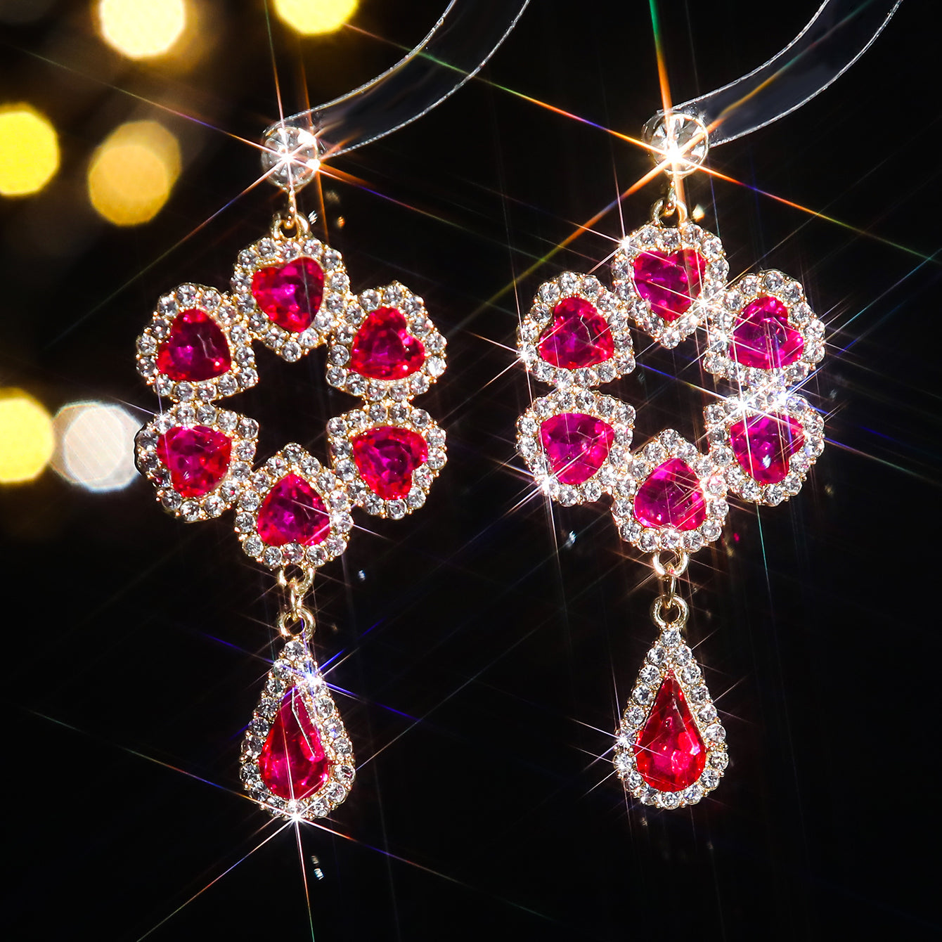 1 Pair Elegant Color Block Inlay Alloy Rhinestones Zircon Drop Earrings