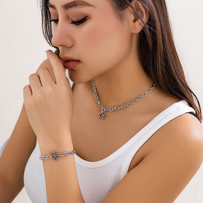 Simple Style Classic Style Irregular Star Titanium Steel Iron Chain Women's Necklace