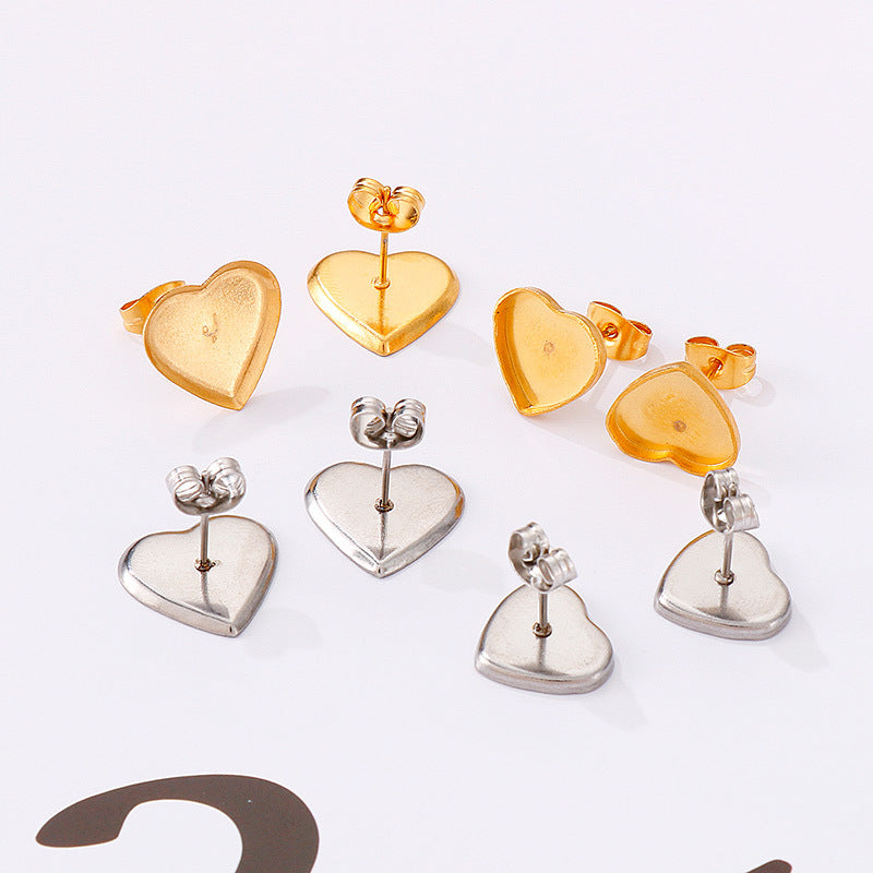 1 Pair Simple Style Heart Shape Plating Stainless Steel Ear Studs