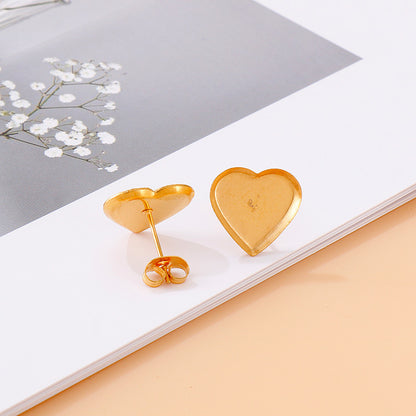 1 Pair Simple Style Heart Shape Plating Stainless Steel Ear Studs