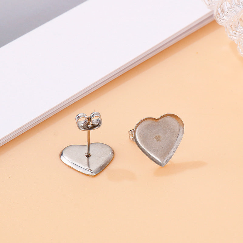 1 Pair Simple Style Heart Shape Plating Stainless Steel Ear Studs