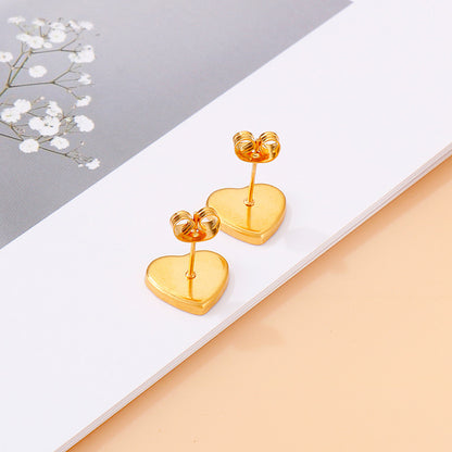 1 Pair Simple Style Heart Shape Plating Stainless Steel Ear Studs