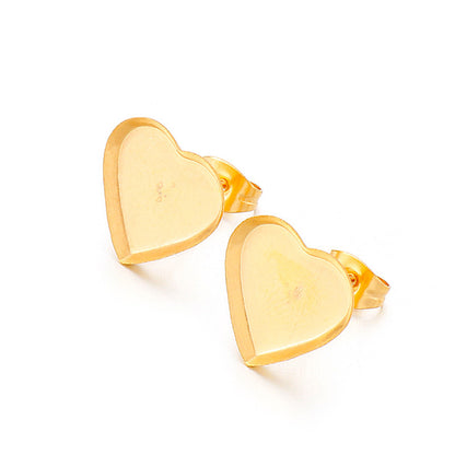 1 Pair Simple Style Heart Shape Plating Stainless Steel Ear Studs