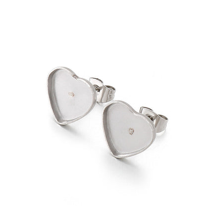 1 Pair Simple Style Heart Shape Plating Stainless Steel Ear Studs