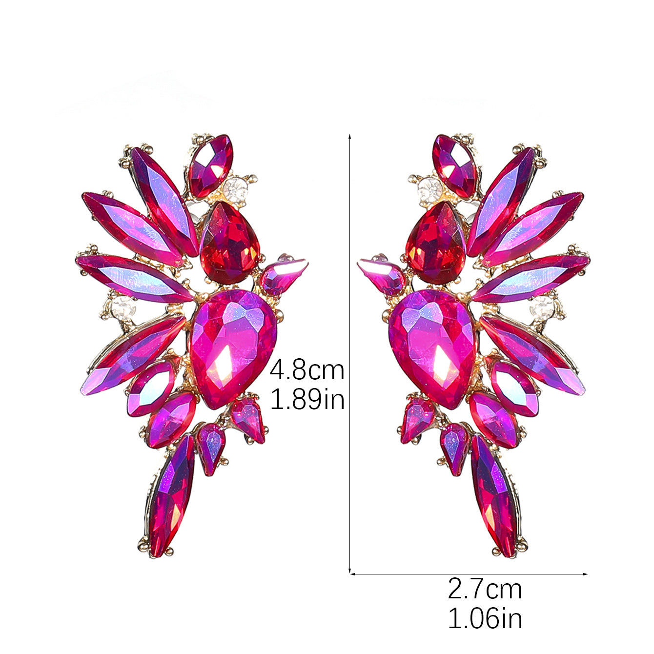 1 Pair Elegant Color Block Inlay Alloy Rhinestones Zircon Ear Studs