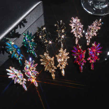 1 Pair Elegant Color Block Inlay Alloy Rhinestones Zircon Ear Studs