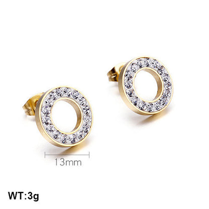 1 Pair Simple Style Solid Color Inlay Stainless Steel Rhinestones Ear Studs